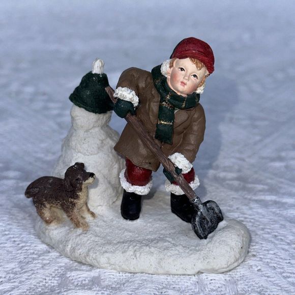 Mervyn's Village Square 1995 Girl boys With Dog Snow Set Of 2 Figurine - Picture 2 of 6